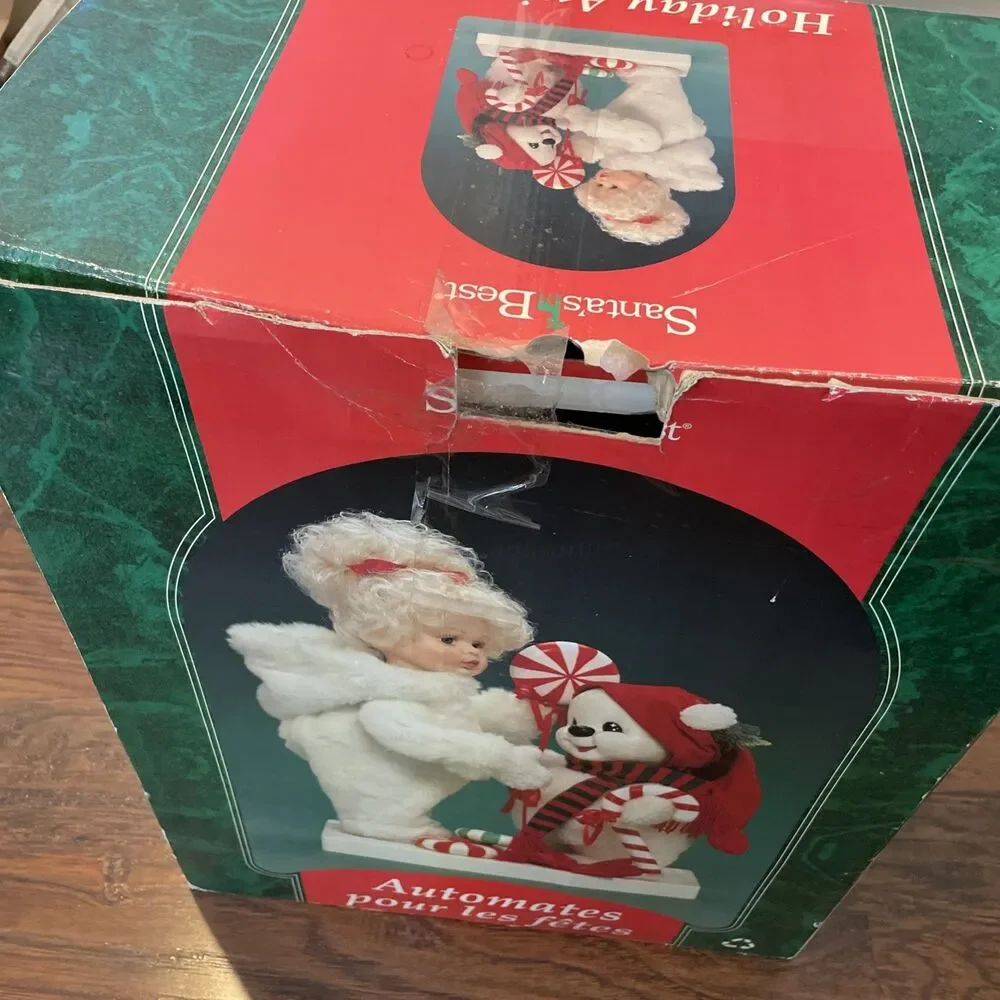 Santa’s Best Holiday Animation Girl And Bear With Candy Cane (1996)Tested/Works